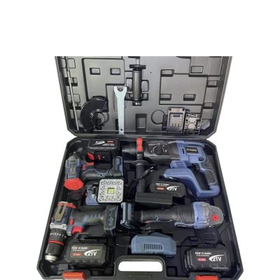 Brushless Tool Set – Power Wrench, Drill, Angle Grinder, Hammer, Light Power Tools 4-in-1