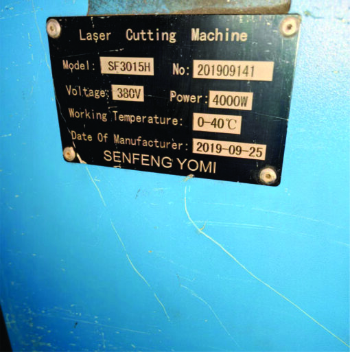 USED SENFENG SF3015H - 4kw - FIBER LASER MACHINE - Image 5