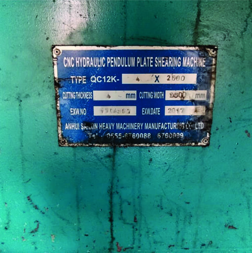 USED SXZG HYDRAULIC PENDULUM PLATE SHEAR 4x2500 - Image 4