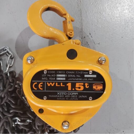 HOIST CHAIN N3 1.5T X 3M LIFT C/W LOAD LIMITER N3CB-1.5 KITO - Image 2