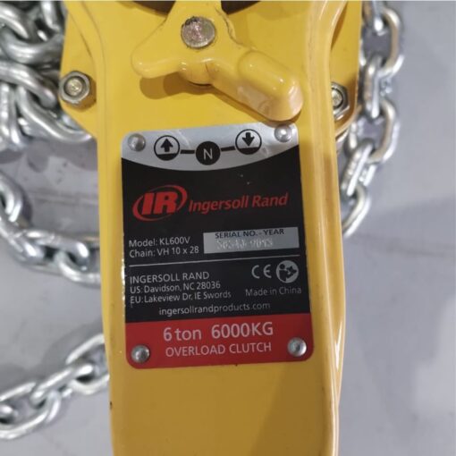 HOIST LEVER 6TONX3M LIFT CW OLL IGNERSOLL RAND KL600V-10 INGERSOL R - Image 3